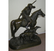 Bronze "Cavalier et 2 lévriers