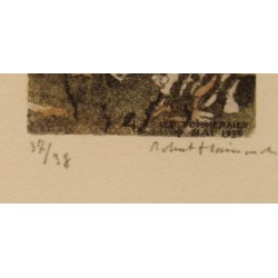 Engraving entitled "Dasychira", signed by Robert HAINARD