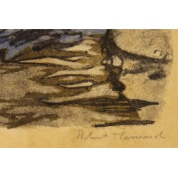 Engraving entitled ‘Sparrows’, signed by Robert HAINARD