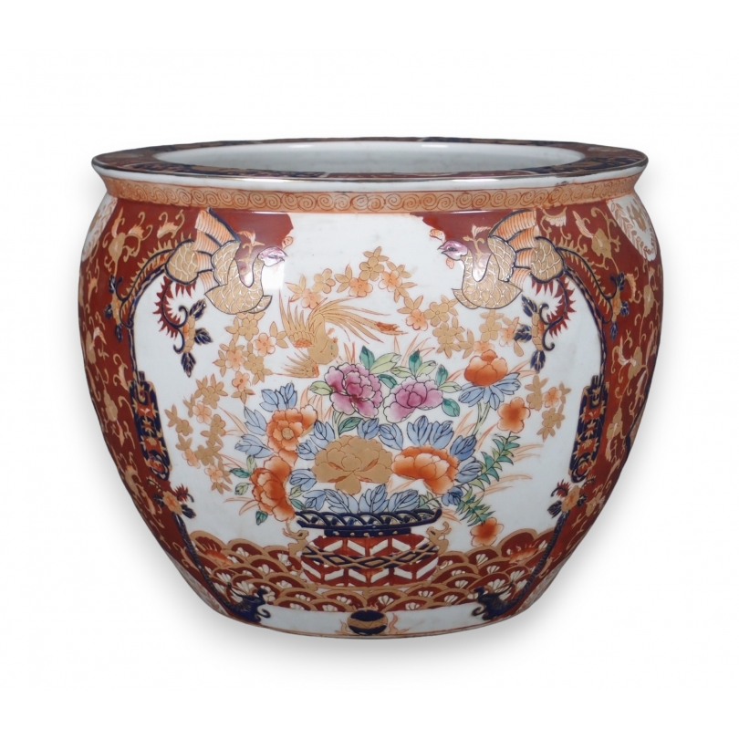 Cache pot en porcelaine Fleurs Imari