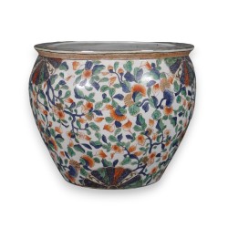 Cache pot en porcelaine Feuilles Imari