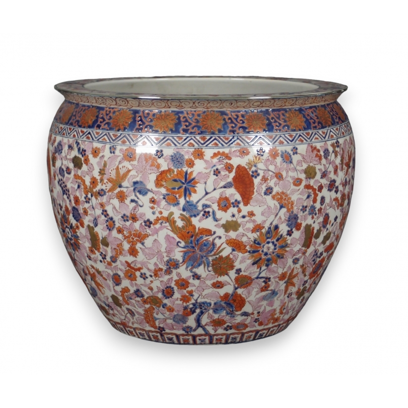 Cache pot en porcelaine Fleurs Imari