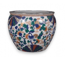 Cache pot en porcelaine Feuilles Imari