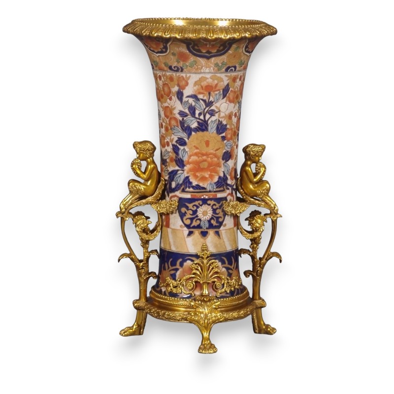 Vase \"Bacchus\" en porcelaine et bronze