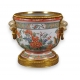 Cache pot Fleurs en porcelaine et bronze