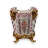 Cache pot Fleurs en porcelaine et bronze