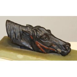 Porte-cartes "Tête de cheval" en régule et onyx