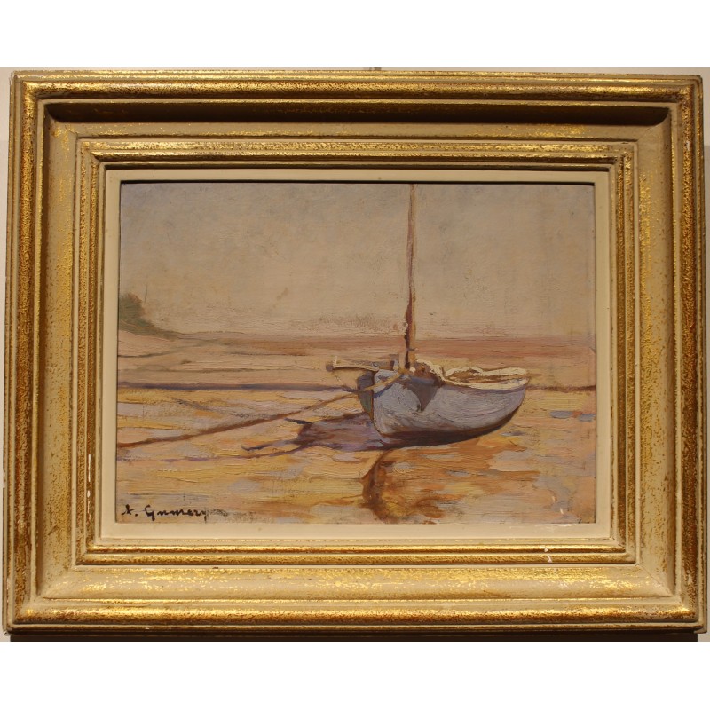 Tableau \"Barque\" signé A. GUMERY