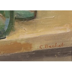Tableau \"Nature morte\" signé C. BECHET