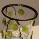 Vase en verre feuilles vertes appliquées