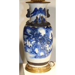 Lampe en porcelaine Bleu blanc