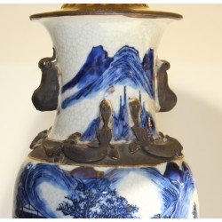 Lampe en porcelaine Bleu blanc