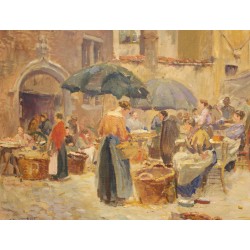 Tableau \"Marché\" signé Alfr. VAN NESTE