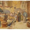 Tableau \"Marché\" signé Alfr. VAN NESTE