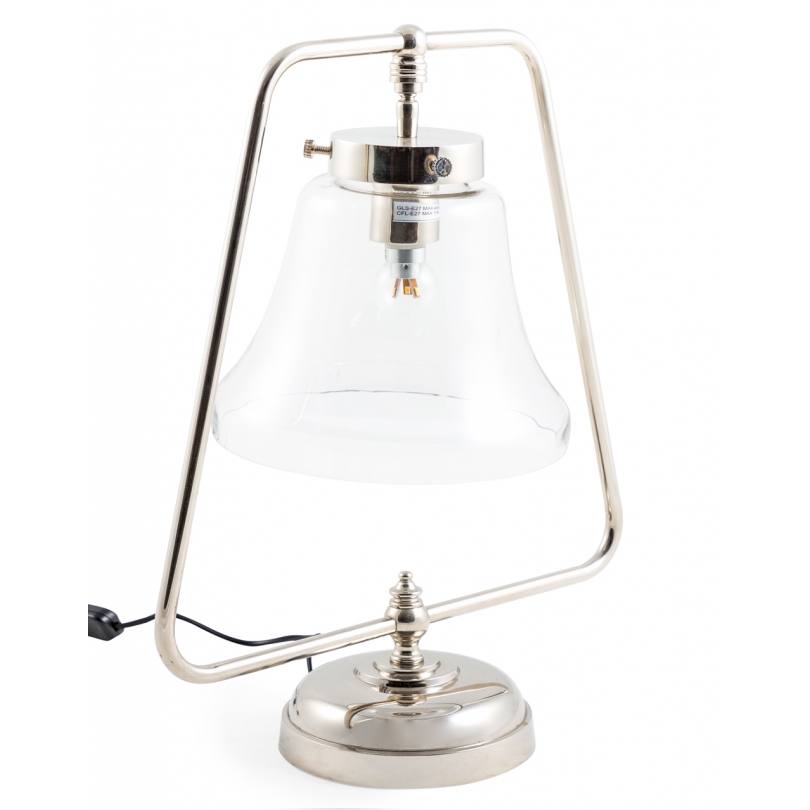 Lampe nickelée avec globe en verre