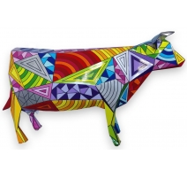 Vache taille nature cubiste multicolore