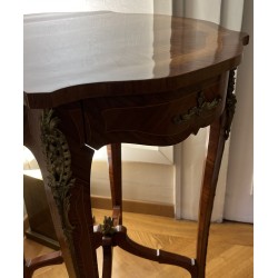 Round Napoleon III side table with marquetry