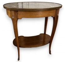 Guéridon ovale style Louis XV, dessus marbre