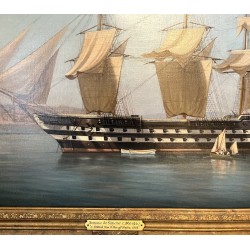Tableau \"Man O\'War off Naples\" signé DE SIMONE