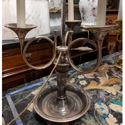 Lampe bouillotte Cor de chasse argentée