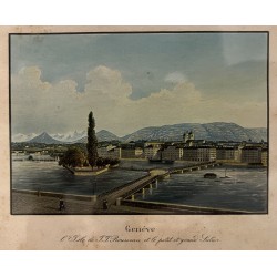 Engraving: ‘Geneva, the Isle of J.J. Rousseau’