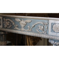 Blue and white painted console table