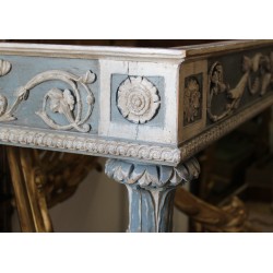 Blue and white painted console table