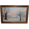 Tableau \"Scène de neige\" signé J. WEISMANN 1930