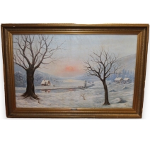 Tableau "Scène de neige" signé J. WEISMANN 1930