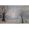 Tableau \"Scène de neige\" signé J. WEISMANN 1930