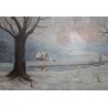 Tableau \"Scène de neige\" signé J. WEISMANN 1930