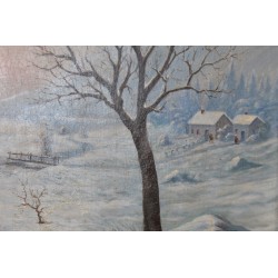 Tableau \"Scène de neige\" signé J. WEISMANN 1930
