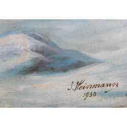 Tableau \"Scène de neige\" signé J. WEISMANN 1930