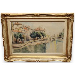 Aquarelle "Bord de rivière" signé WINTER