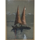 Pastel "Bateau au clair de lune" signé M. RIEDER