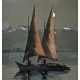 Pastel "Bateau au clair de lune" signé M. RIEDER