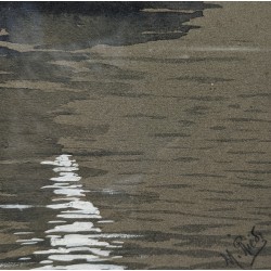 Pastel "Bateau au clair de lune" signé M. RIEDER