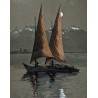 Pastel "Bateau au clair de lune" signé M. RIEDER