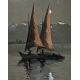 Pastel "Bateau au clair de lune" signé M. RIEDER