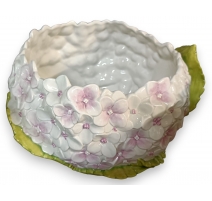 Cache-pot en céramique blanche Hortensias