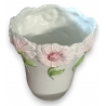 Vase en céramique blanche Fleurs rose