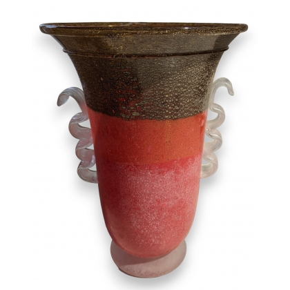 Vase de Murano rouge et brun