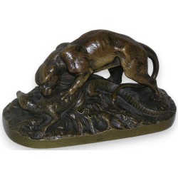 Bronze \"Léopard et Varan\" signé BARYE