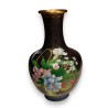Vase cloisonné fond noir décor fleurs