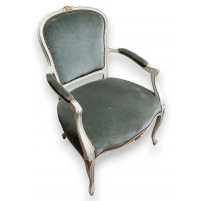 Paire de fauteuils style Louis XV velours vert