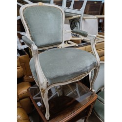 Paire de fauteuils style Louis XV velours vert