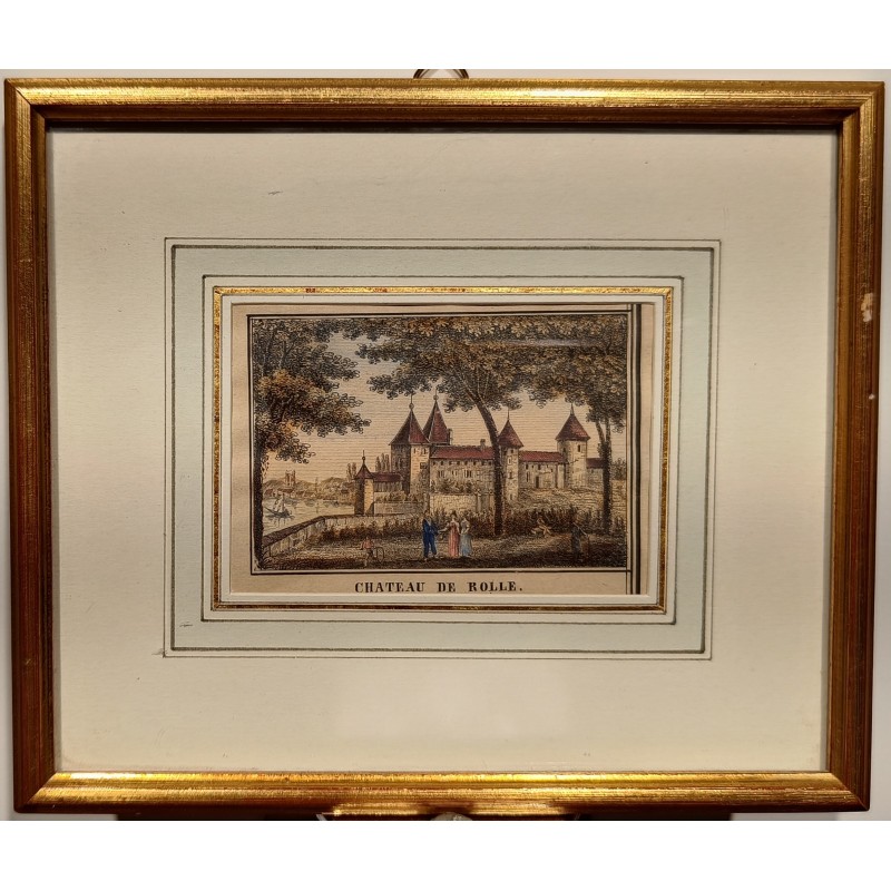 Watercolour engraving: ‘Château de Rolle’