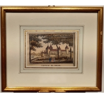 Gravure aquarellée "Chateau de Rolle"