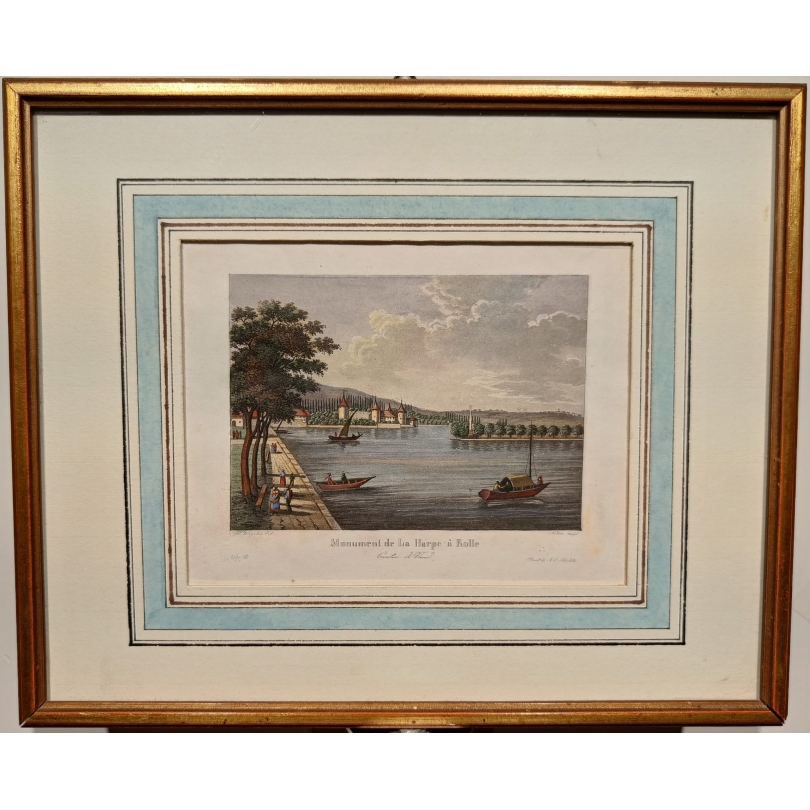Gravure "Monument de la Harpe à Rolle"