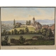 Gravure aquarellée "Aubonne" par WEGELIN